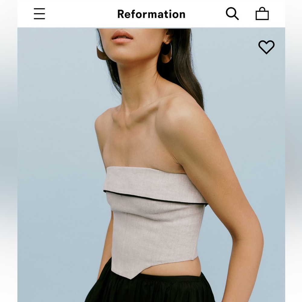 Reformation 100 percent linen strapless  top